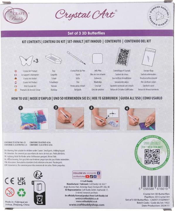 Produktbild Craft Buddy Schmetterlinge 3erPack