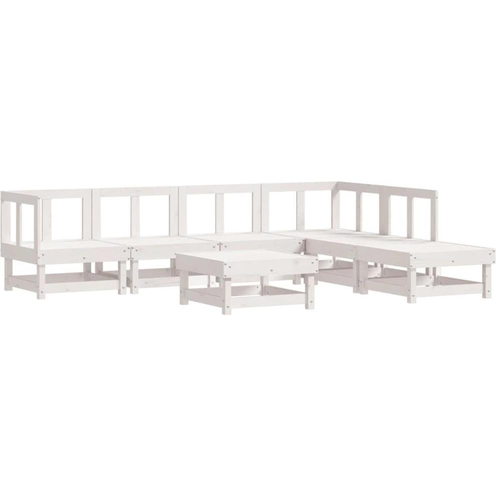 VidaXL, Gartenlounge, 7-tlg. Garten-Lounge-Set Weiss Massivholz Kiefer,Farbe