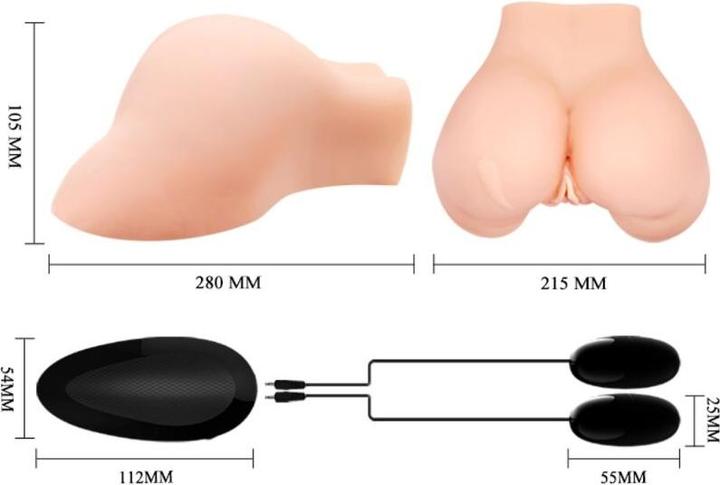Actual product image Crazy Bull Natural Skin Masturbator, Double Vibrating Egg