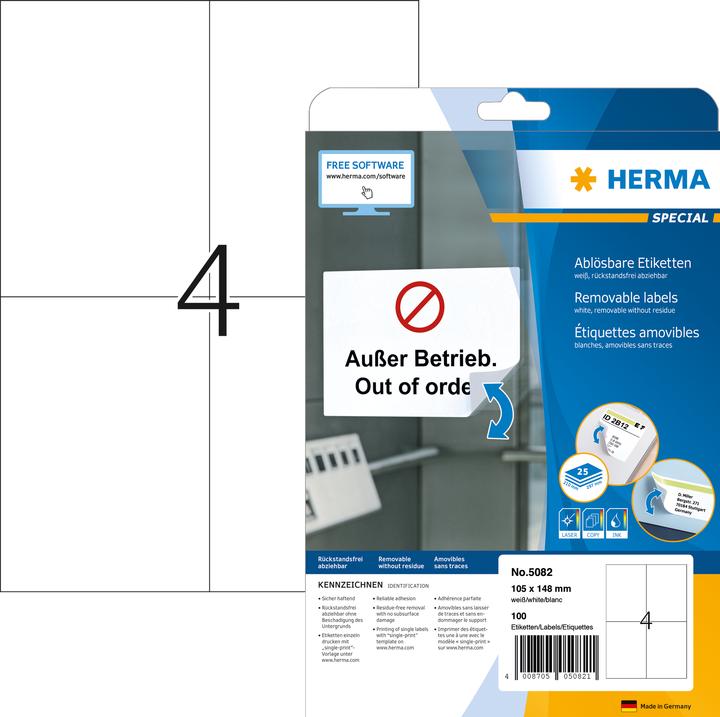 Produktbild HERMA Ablösbare Versandetiketten A4