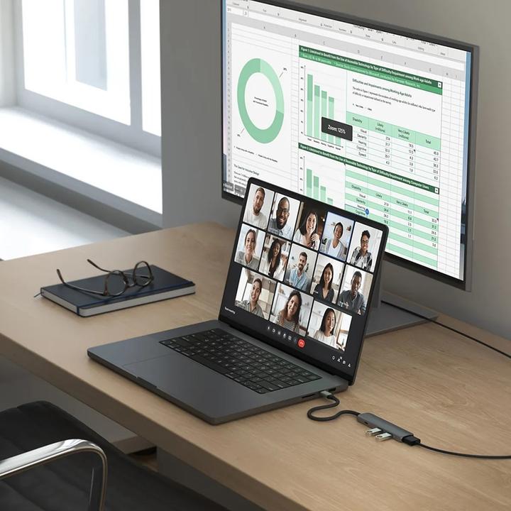 Produktbild Satechi Slim 4 Multiport Hub Space Grey (USB-C, 4 Ports)