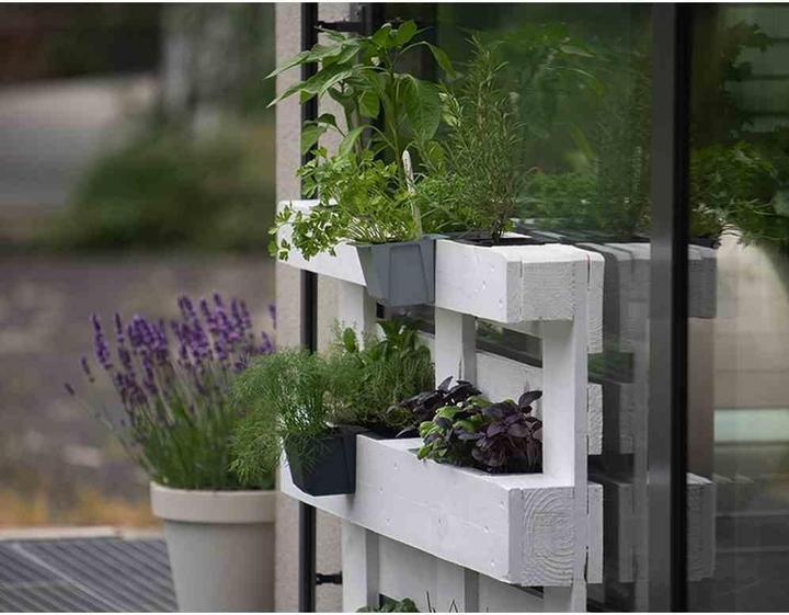 Actual product image Geli Easy planter, 10x10x10 cm, plastic in concrete (14.50 x 9.50 x 10 cm)