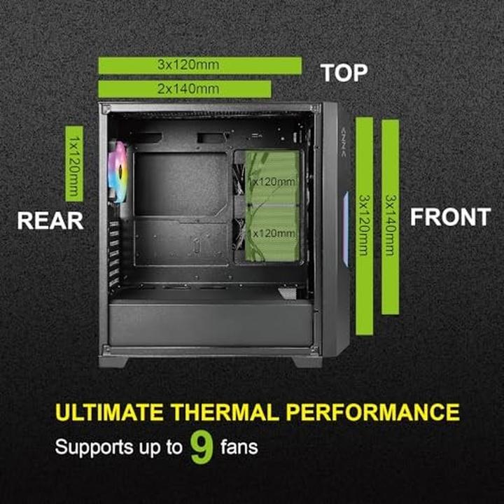 Image du produit Azza Boitier Moyen Tour ATX Guardian RGB avec panneau vitré (Noir) (ITX, mATX, ATX)