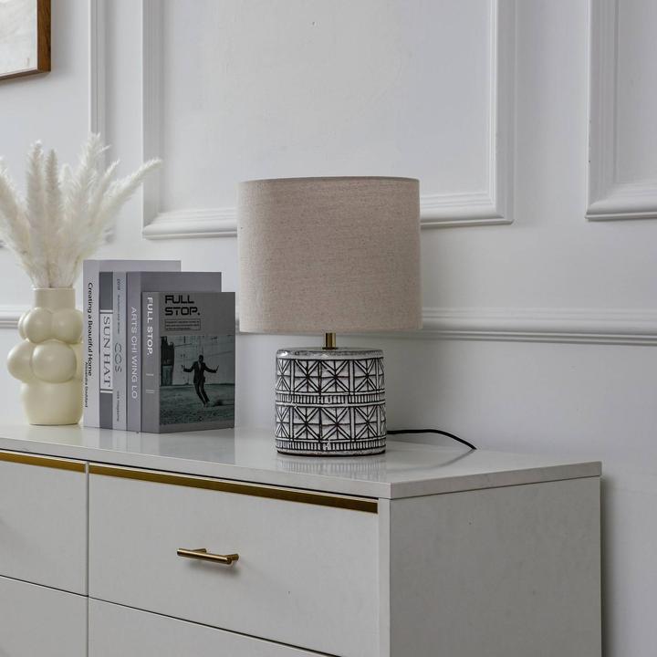 Actual product image Lucande Thalorin table lamp White/Black/Grey (E27)