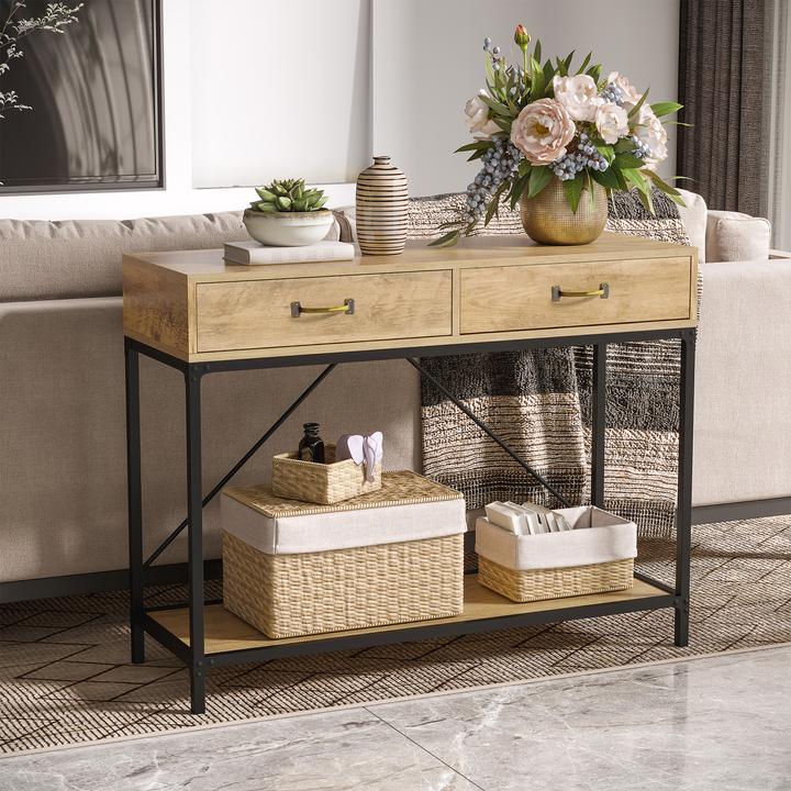Image du produit Homcom Table console avec 2 tiroirs (100 x 35 x 76.5 cm)