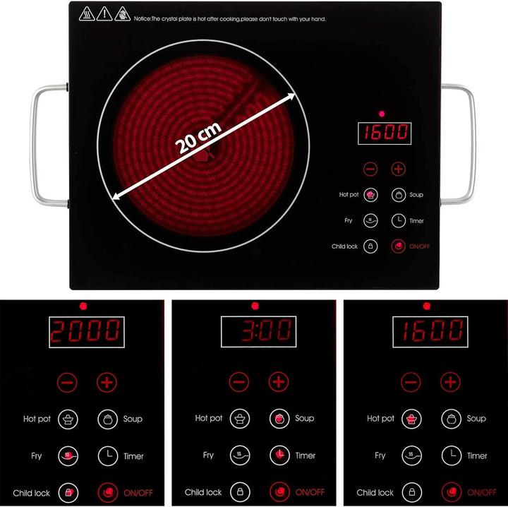 Immagine prodotto Rosenstein & Söhne Piano di cottura in vetroceramica con calore a infrarossi e pannello di controllo a sfioramento