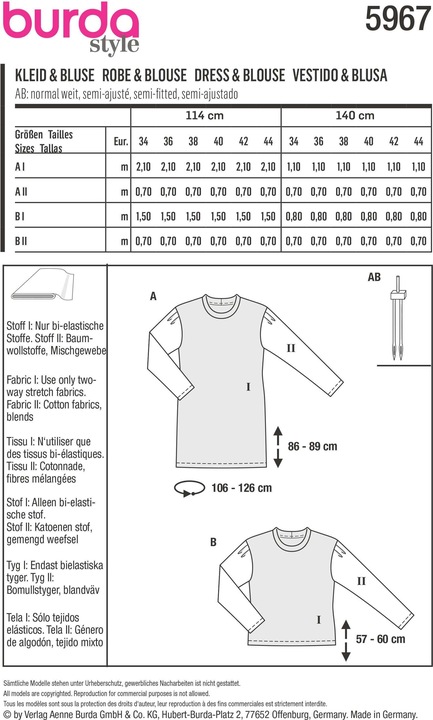 Produktbild Schnittmuster Kleid & Bluse aus zwei Stoffen – legere Form