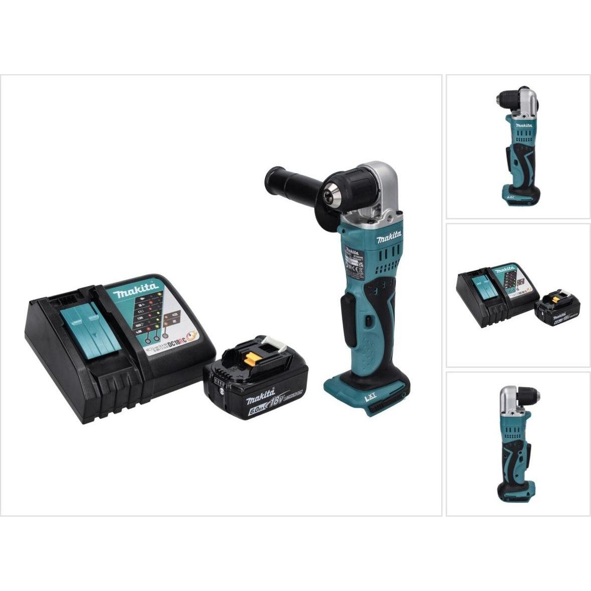 Makita, Bohrmaschine + Akkuschrauber, DDA 351 RG1 Akku Winkelbohrmaschine 18 V 13,5 Nm + 1x Akku 6,0 Ah + Ladegerät (Akk...