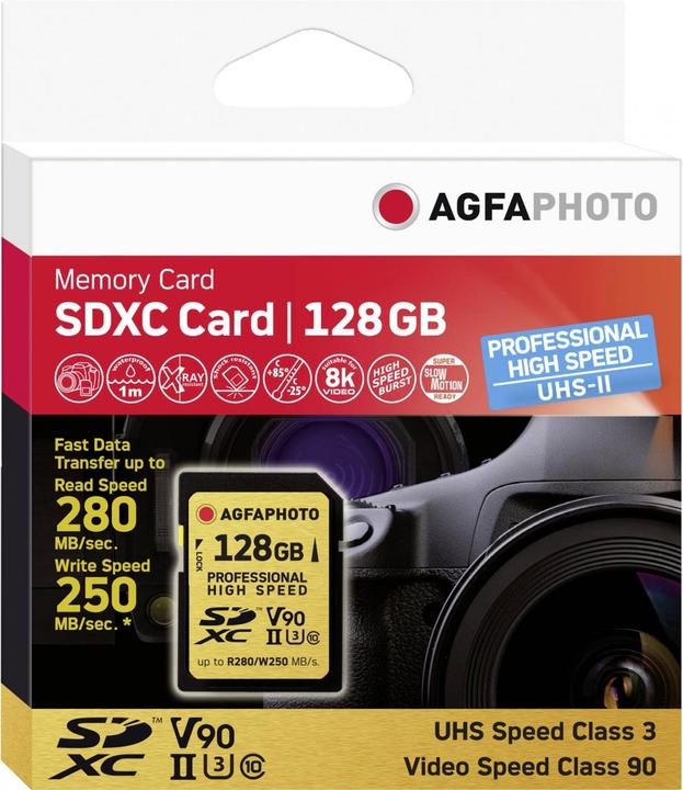 Produktbild AGFAPHOTO SDXC Professional High Speed V90 (128 GB, SDXC, U3, UHS-II)