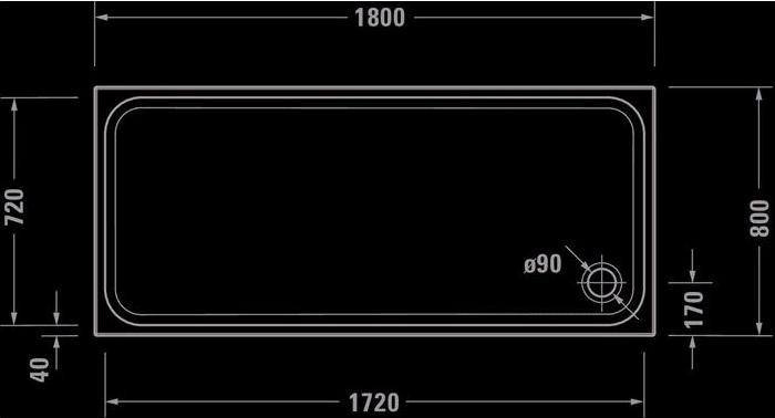 Produktbild Duravit Rechteck-Duschwanne D-CODE weiss 1800x800x85mm