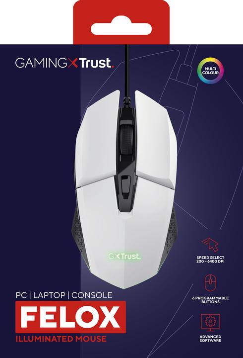 Actual product image Trust Gxt109w Felox Gaming Mouse White (Cable)