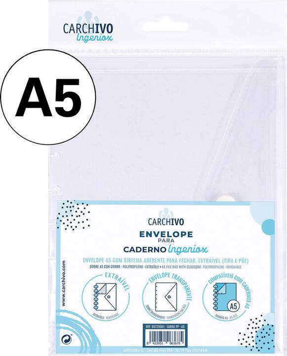 Carchivo Buste per documenti Ingeniox con chiusura in velcro (A5, 5x)