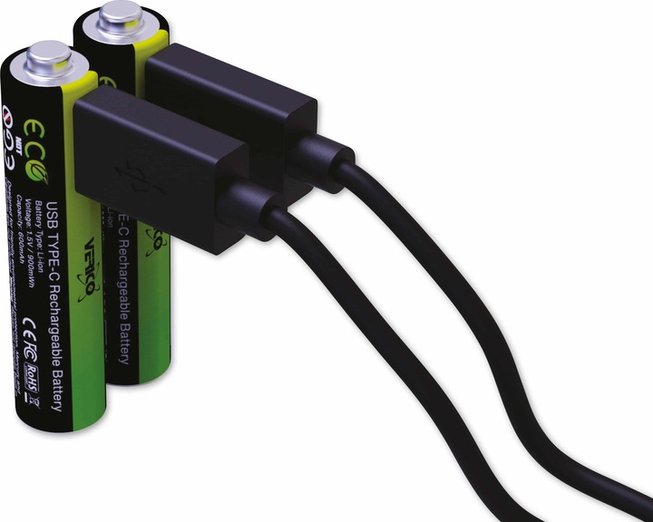 Actual product image Verico LoopEnergy Li-Ion battery AAA900, USB-C, 2-pack retail (2 pcs., AAA, 600 mAh)
