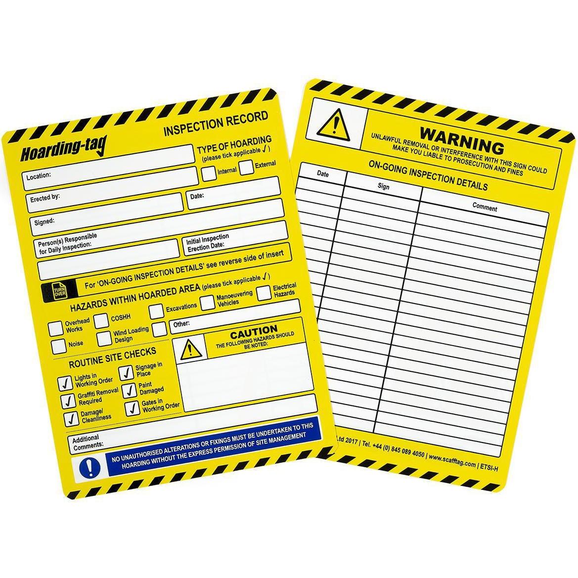 ScaffTag Hoarding-tag-Einsteckschilder (ENT-ETSI-STD-H-10)