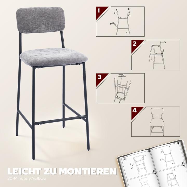 Actual product image Homcom Barhocker Polyester, Stahl Grau