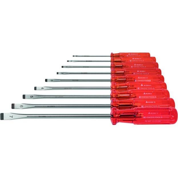 PB Swiss Tools, Schraubenzieher, Norm-Schraubendreher-Satz, mit Kunststoffheft, 9-teilig (Schlitzschrauben)