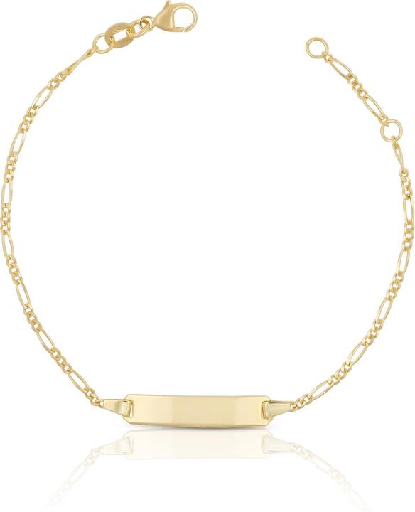 Produktbild Muau Bébé Bracelet figaro yellow gold 375, 14cm engraving plate 1.8cm (14 cm, 375/9K Gelbgold)