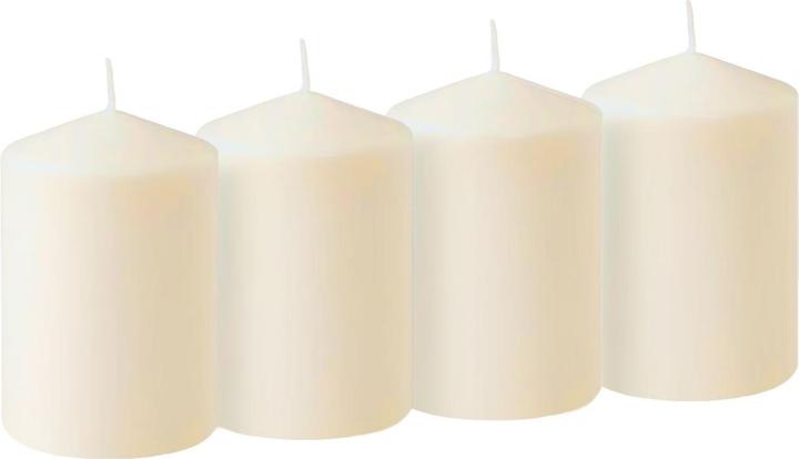 Home&Styling Kerzen-Set, 4 Stück Stumpenkerzen, Ø 7 x 10 cm, cremeweiss (4 Stk.)