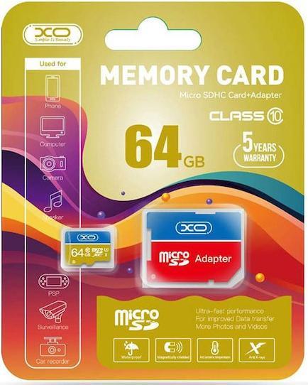 Image du produit xO memory card 64GB microSDHC cl. 10 + adapter (64 Go, microSDHC, U1)