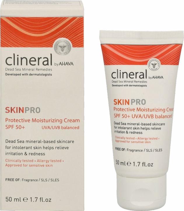 Actual product image Ahava CLINERAL Protective Moisturizing Cream SPF50 (Sun cream face, SPF 50, 50 ml, 50 g)