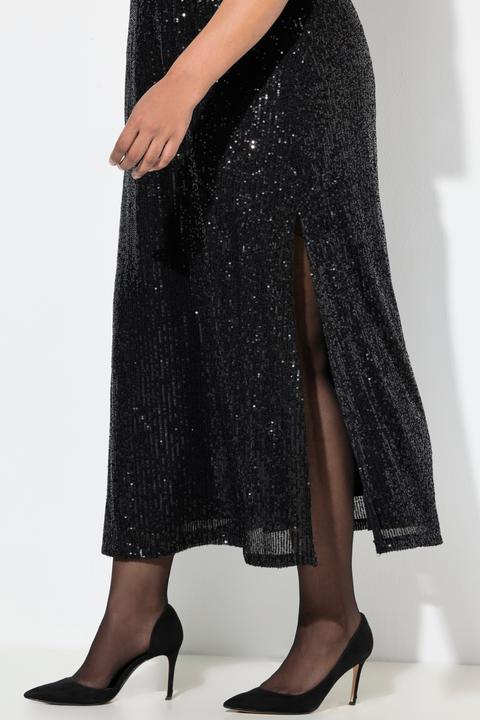 Image du produit Ulla Popken Robe maxi à paillettes, coupe trapèze (48)