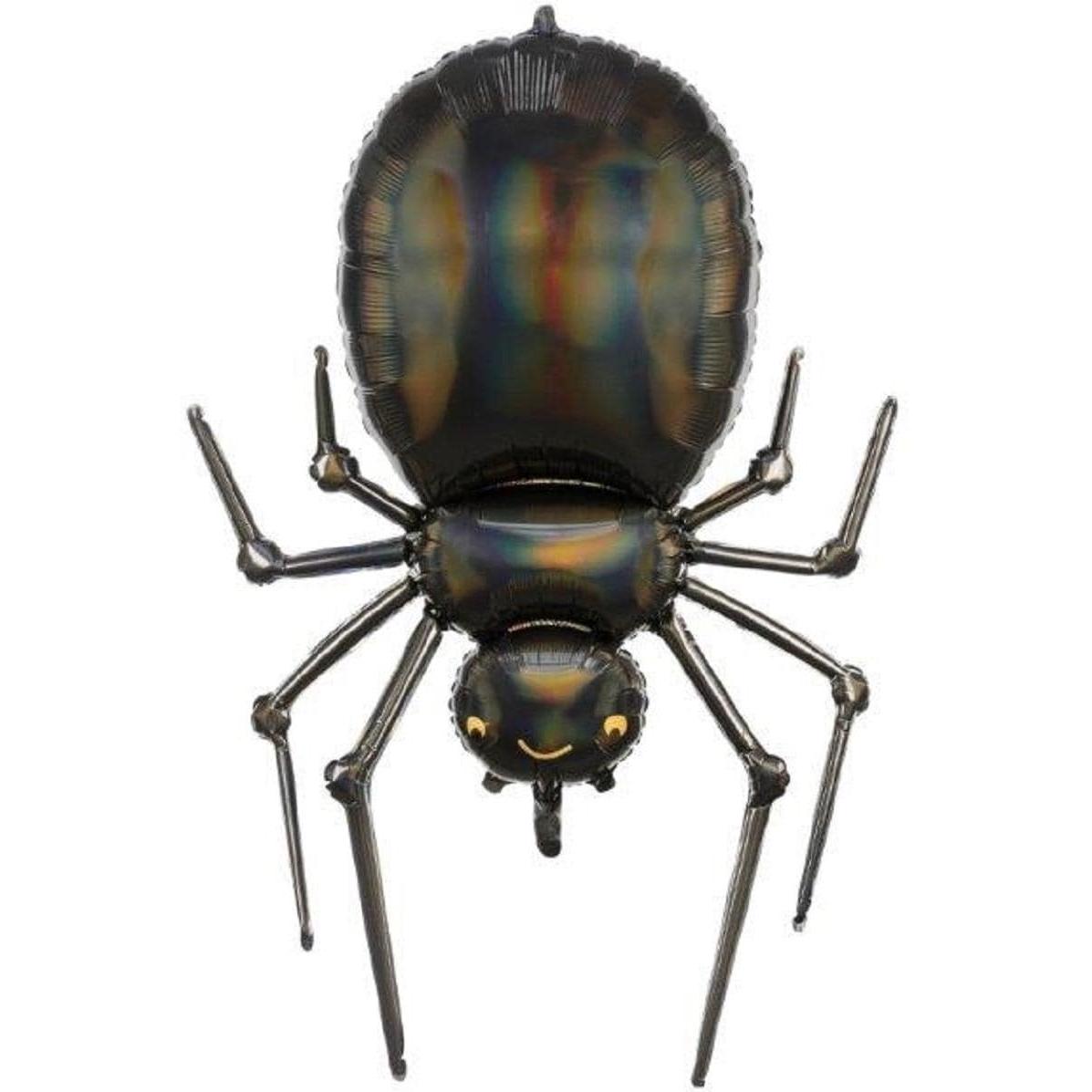 Partydeco Aluminium Ballon Spider Schwarz Irisierend (101cm)
