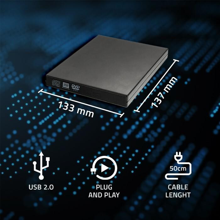 Actual product image Qoltec External DVD-RW recorder USB 2:0