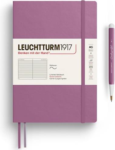 Image du produit Leuchtturm1917 Leuchtturm Med.Soft Lin.D.Rose (145 x 210 mm, À rayures, Couverture souple)