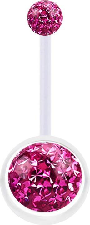 Image du produit Star Piercing Banane transparente avec deux boules de cristal rose couche protectrice d'époxy (Matières plastiques, sans laiton)