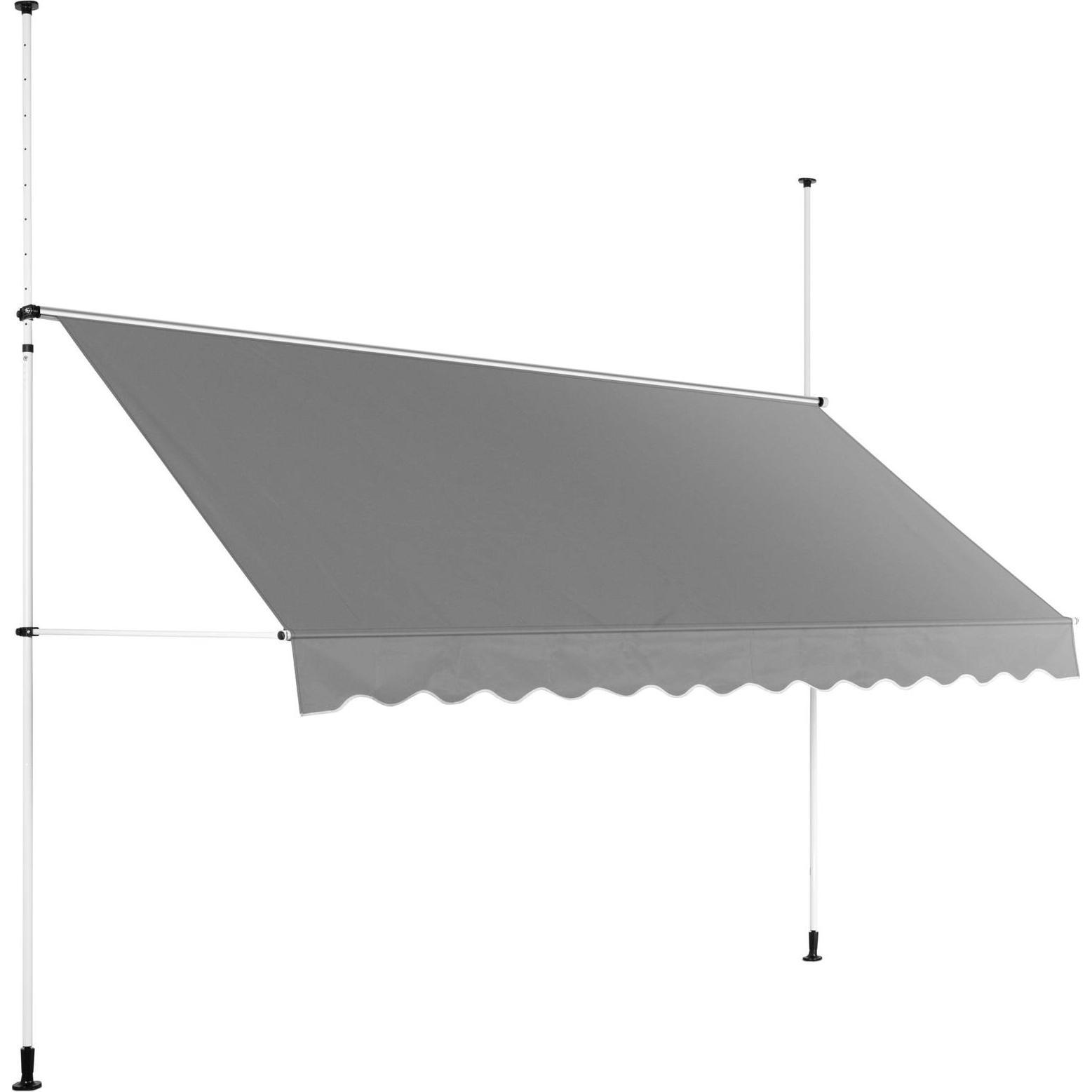 Uniprodo, Markise, Klemmmarkise Balkon / Terrasse 2 - 3,1 m 350 x 120 cm anthrazitgrau / weiss (1.25 m)