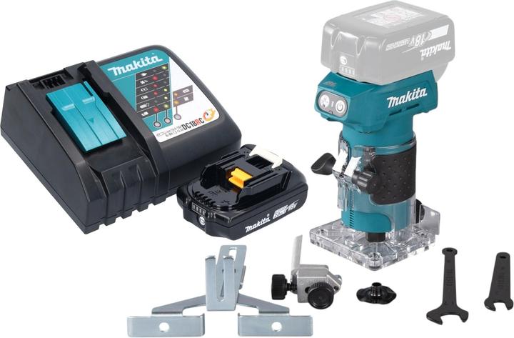 Produktbild Makita DRT 52 RA1 Akku Kantenfräse 18 V 6 mm Brushless + 1x Akku 2,0 Ah + Ladegerät