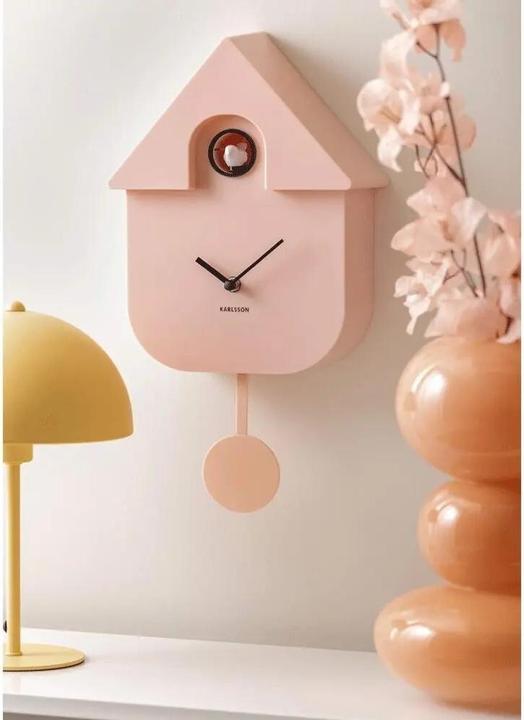 Produktbild Karlsson Koekoeksklok Modern Cuckoo - Roze - 21,5x8,5x41cm - Wandklok Modern