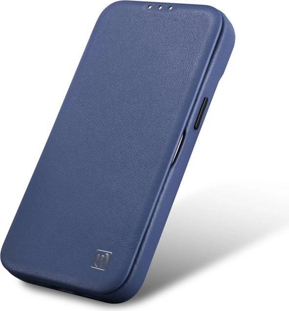 Actual product image iCarer CE Premium Leather Folio Case iPhone 14 Pro Magnetic Flip Leather Folio Case MagSafe Blue (WM (Apple iPhone 14 Pro)