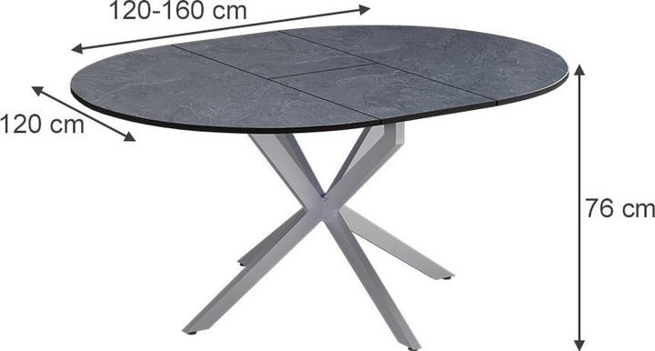 Actual product image Vicco Dining table Loyd, Anthracite/Grey, 120 x 120 cm Extendable