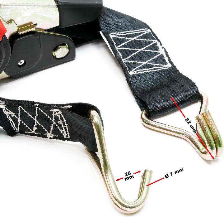 Actual product image Wiltec Ratchet Tie Down Strap Lashing Strap Tensioning Belt 1.8mx50mm 750 daN with Retraction Mechanism