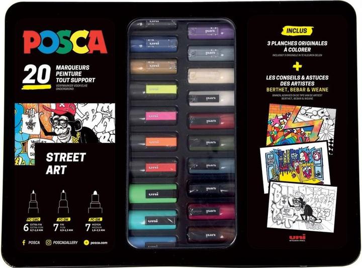 Actual product image Posca Street Art" brand set of 20 in metal box (Multicoloured, 20 x)