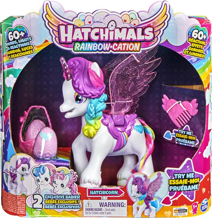 Actual product image Hatchimals Interactive unicorn with moving wings and over 60 light and sound effects