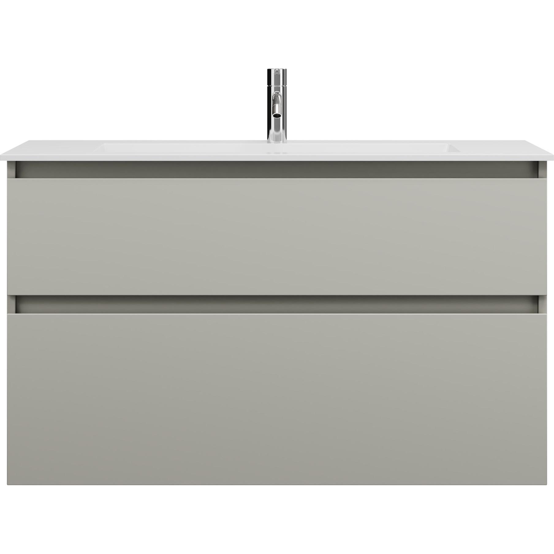burgbad, Badmöbelset, Lin20 Mineralguss-Waschtisch Farbe Weiss Glänzend inklusive Waschtischunterschrank Tiefe 49
