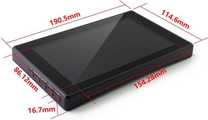 Produktbild WaveShare Universal 7.0" IPS Display mit HDMI / VGA Eingang, kapazitivem Touchscreen und Gehäuse