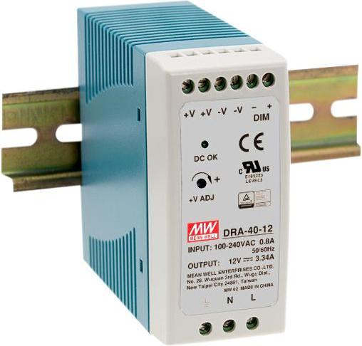 Produktbild MeanWell 40W DIN Rail Panel Mount PSU 24Vdc 1.66A