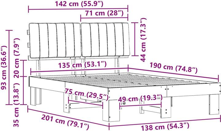 Image du produit vidaXL Bettrahmen (135 x 190 cm)