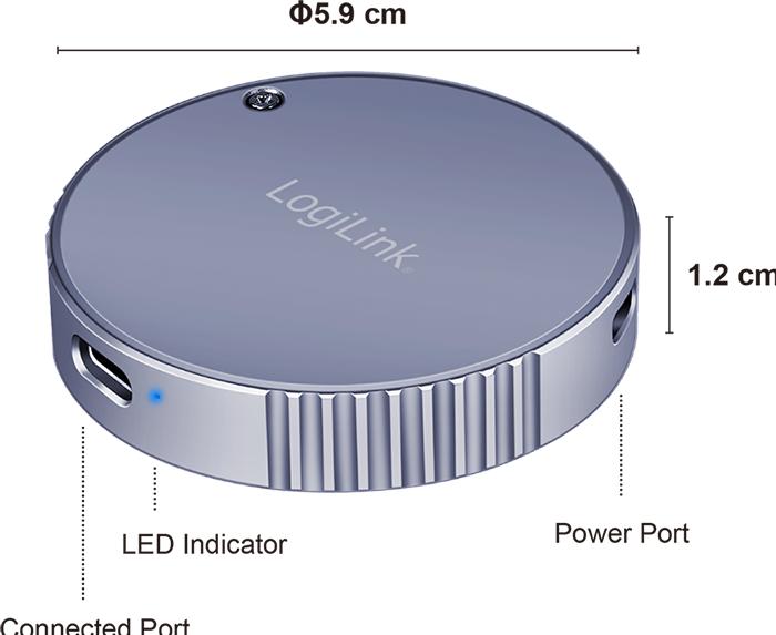 Actual product image LogiLink Magnetisches USB 3.2 Gen2 SSD-Gehäuse, 100 W PD, MagSafe-kompatibel, Spacegrau (M.2 2230, M.2 2242)