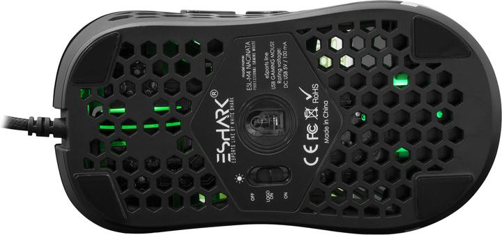 Actual product image White Shark Ultra light Gaming mouse eShark Naginata Black, 60g, Pixart PMW3389 sensor, with RGB backlight (Cable)