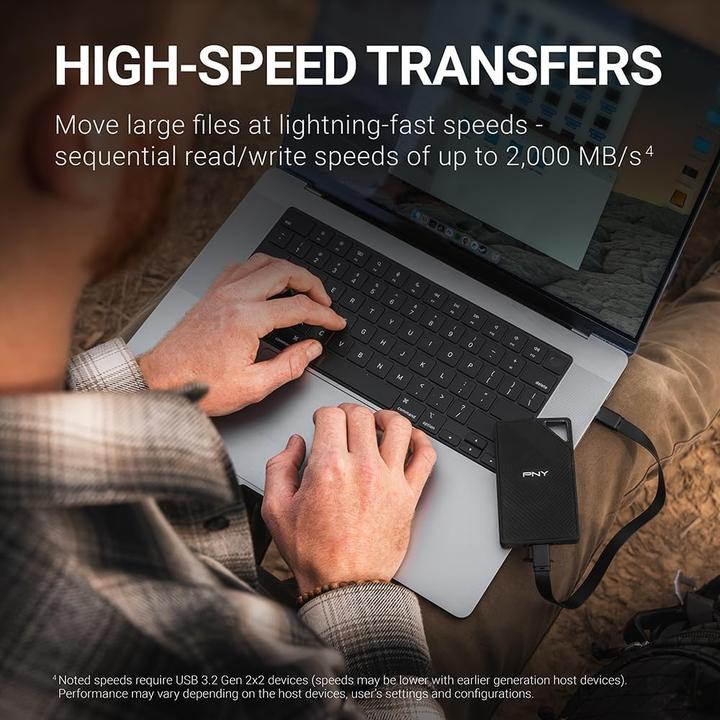 Actual product image PNY RP60 USB 3.2 Gen 2x2 Portable SSD 2Tb (2 TB)