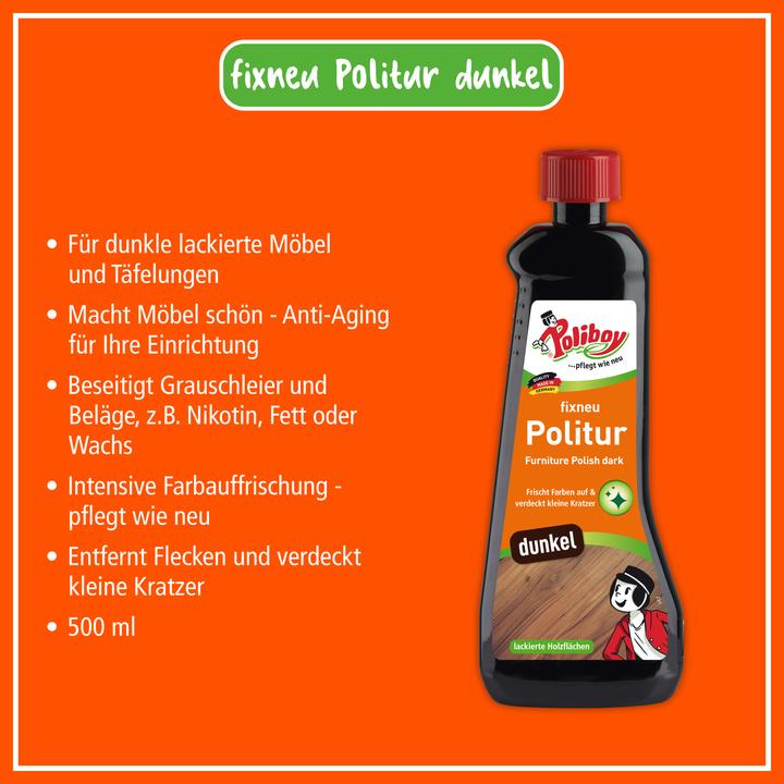 Produktbild Poliboy 2x 500ml Fixneu Politur dunkel mit Baumwolltuch