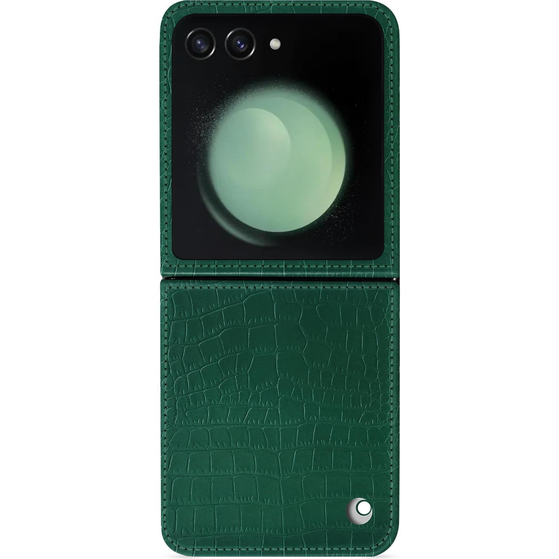 Noreve Lederschutzhülle Samsung Galaxy Z Flip5 (Samsung Galaxy Z Flip5), Smartphone Hülle, Grün