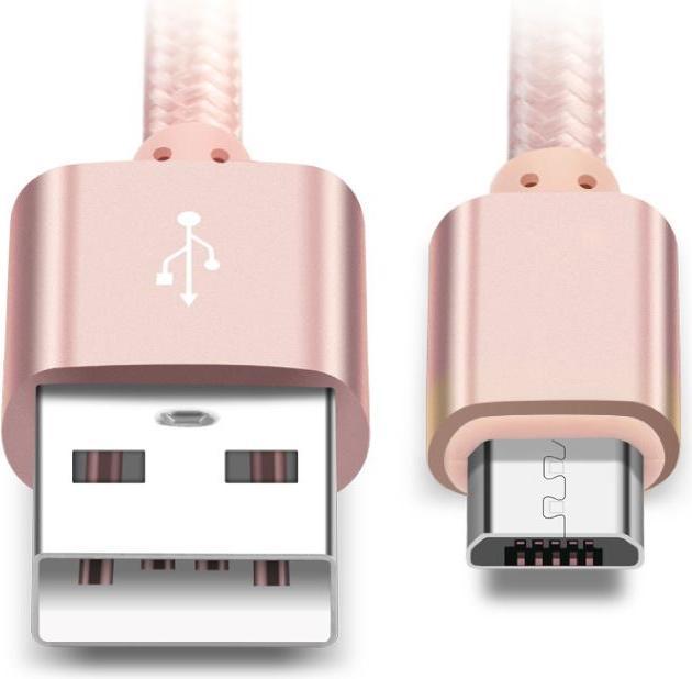 Image du produit Hermex Anki Micro USB Métal Câble de charge Tissu Câble de données 1m ROSÉ OR (1 m)