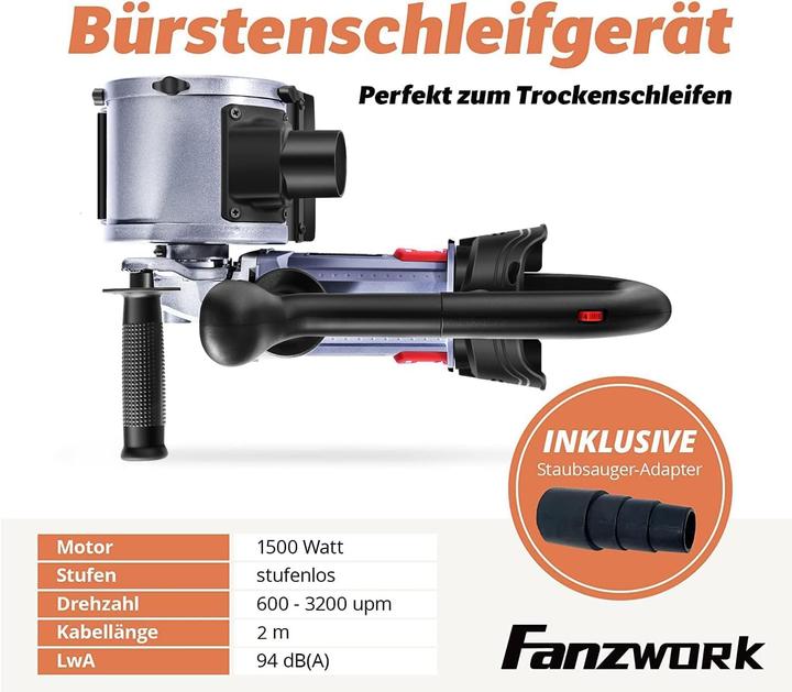 Produktbild Fanztool Satiniermaschine V2 mit Bürsten & Drehzahlregelung (Bürstenschleifer, 1500 W)