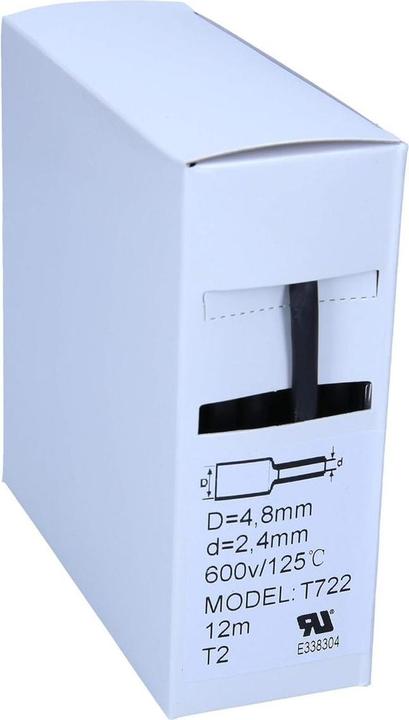 Actual product image Kalitec 12m heat shrink tubing black from 4.8mm to 2.4mm I 2:1 I Industrial quality from German dealer (1 x)