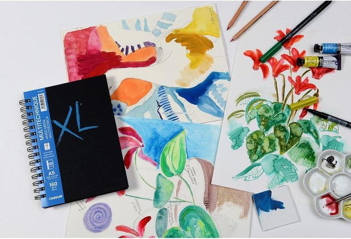 Actual product image Canson Sketchbook XL BOOK MIXED MEDIA, DIN A4 60 sheets, 210 x 297 mm, portrait format, 160 gsm, lightly (210 x 297 mm, Plain, Hardcover)